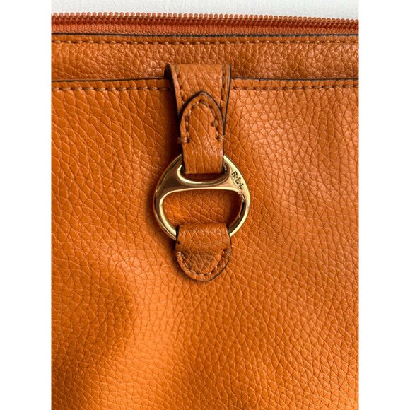 Ralph Lauren Orange Leather Crossbody Bag With Gold Hardware & Adjustable Strap - Picture 4 of 10